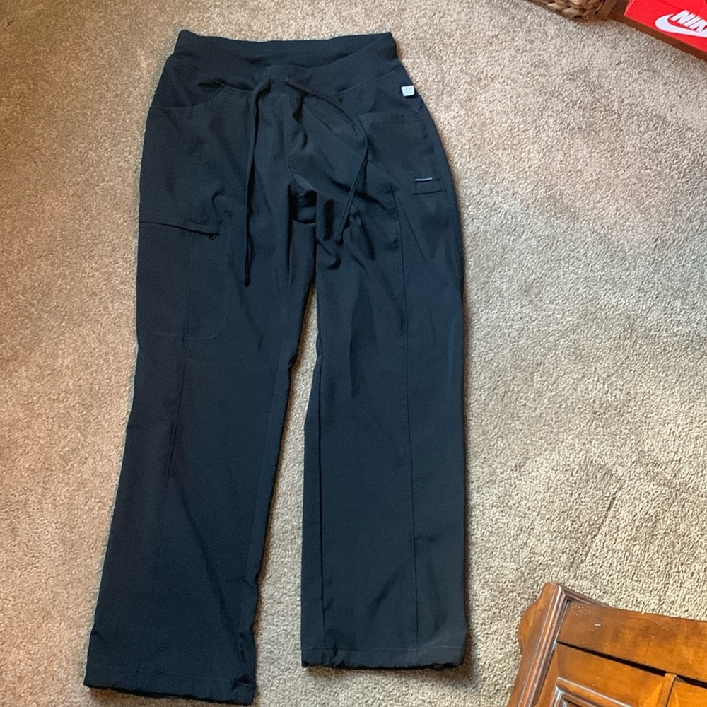 Scrub Pants Black Petite Small draw string